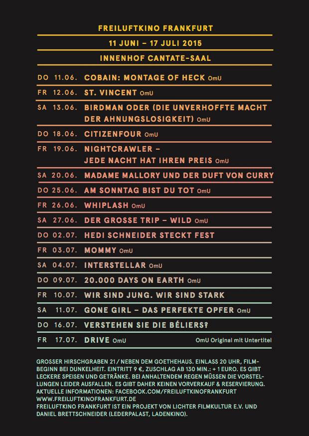 Freiluftkino Frankfurt – Programm